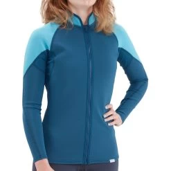 NRS Women's HydroSkin 0.5 Jacket -Paddle Sports Shop 15010 05 Poseidon Model Front 052120 1000x1000 70146.1617302629