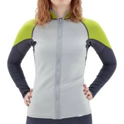 NRS Women's HydroSkin 0.5 Jacket -Paddle Sports Shop 15010 05 Quarry Model Front 052120 1000x1000 81937.1617302608