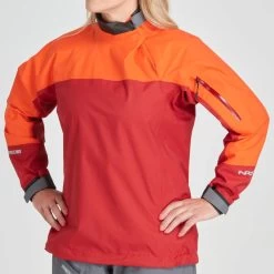 NRS Women's Endurance Splash Jacket -Paddle Sports Shop 20011 07 PoppyVino Model FrontCrop 070121 1000x1000 11654.1657565568