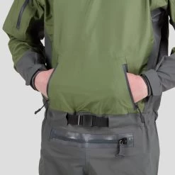 NRS Men's Spyn Fishing Dry Suit 13 NRS Men's Spyn Fishing Dry Suit -Paddle Sports Shop 22540 01 Olive Model KangarooPocket 060622 1000x1000 64667.1657738336