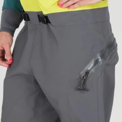 NRS Women's Nomad Gore-Tex Pro Comfort-Neck Drysuit -Paddle Sports Shop 22549 01 Chartreuse Model ReliefZipper 092421 2000x2000 41087.1647558817